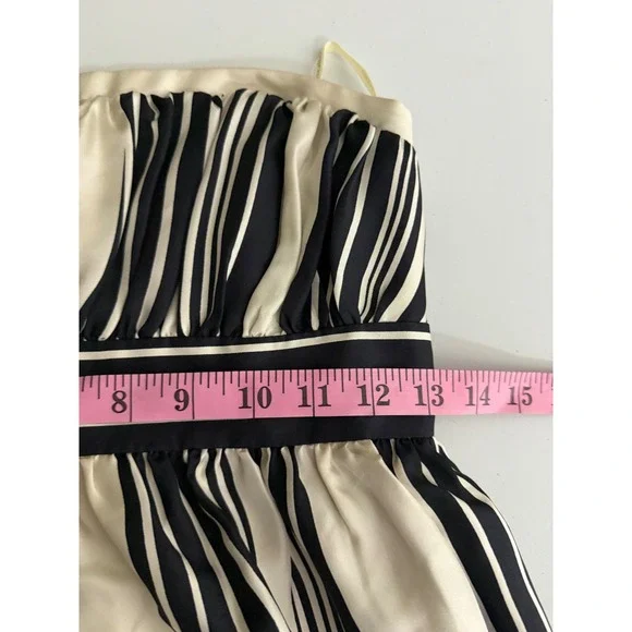 Corey Lynn Calter Striped Strapless Dress Black White Silk Size 4 Knee Length - Picture 6 of 7